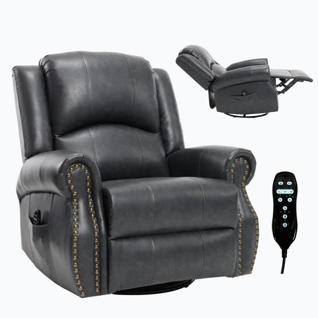 Heat Massage Faux Leather Swivel Rocking Recliner Chair - Omega Lifestyles