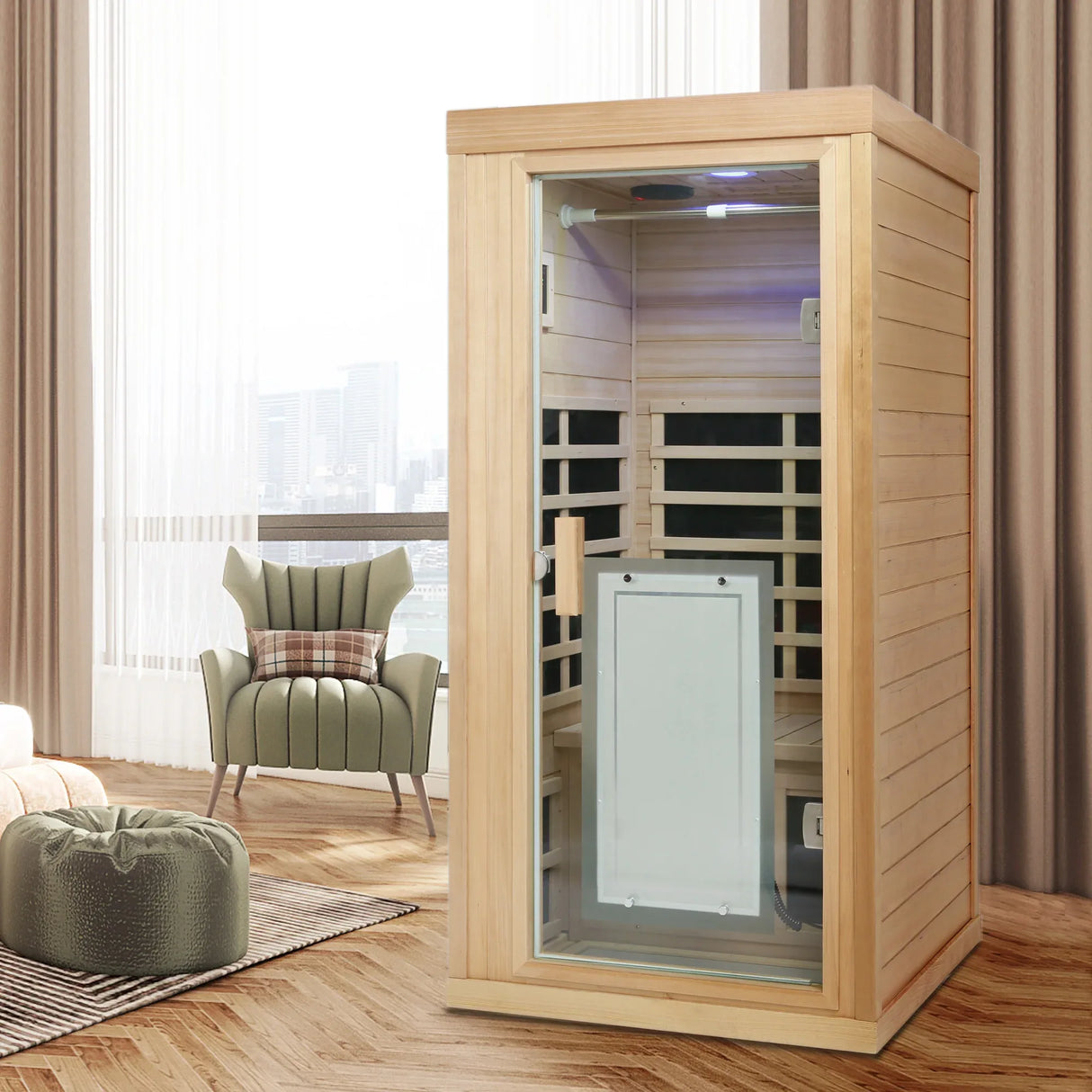 Far Infrared Hemlock One Person Indoor Sauna Room - Omega Lifestyles