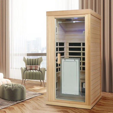 Far Infrared Hemlock One Person Indoor Sauna Room - Omega Lifestyles