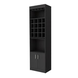 Black Particle Board Bar Cabinet With Wine Rack - Omega Lifestyles
