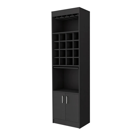 Black Particle Board Bar Cabinet With Wine Rack - Omega Lifestyles