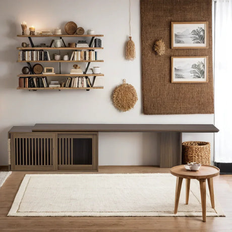 Mid-Century Modern Extendable Walnut Cat Furniture TV Stand - Omega Lifestyles