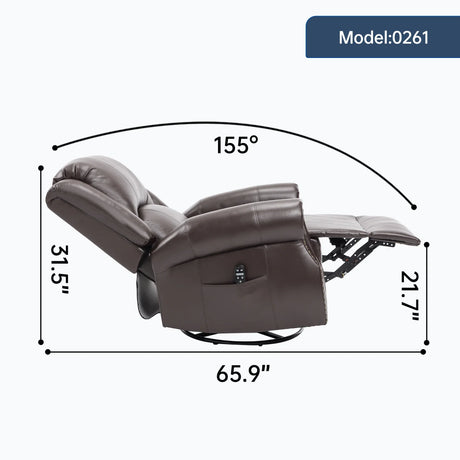 Heat Massage Medium-Firm Swivel Rocker Recliner Chair - Omega Lifestyles