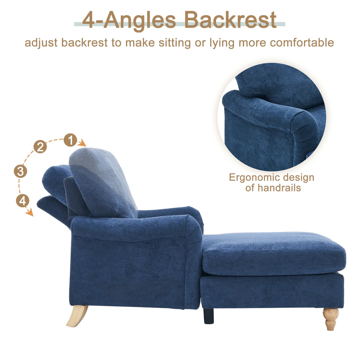 Medium Firm Chenille Upholstery Foam Large Chaise Lounge - Omega Lifestyles