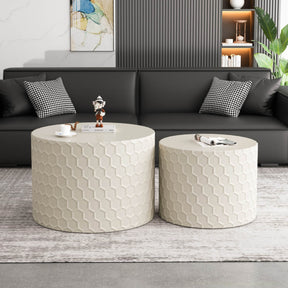 2-Piece Minimalist Honeycomb Design Nesting Coffee Table Set - Omega Lifestyles