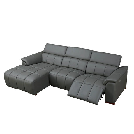 Electric Reclining Genuine Leather L-Shaped Chaise Sofa - Omega Lifestyles