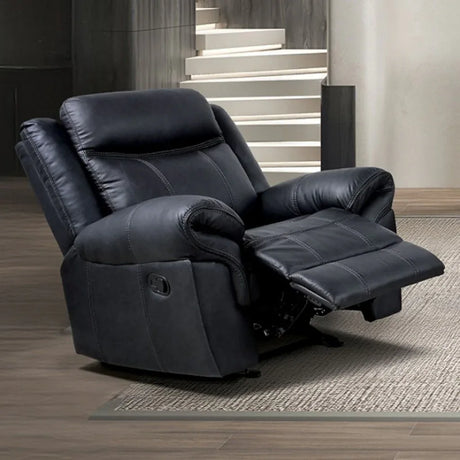 Transitional Black Faux Leather Glider Recliner Chair - Omega Lifestyles