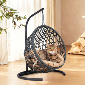 Indoor Hanging Cat Hammock Bed With Stand And Cushion - Omega Lifestyles
