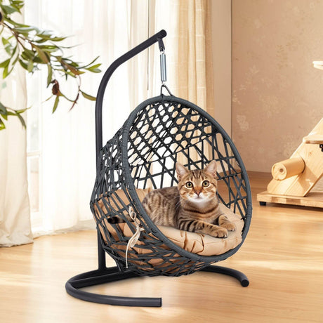 Indoor Hanging Cat Hammock Bed With Stand And Cushion - Sleep Galleria