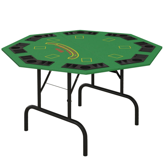 Foldable 8-Player Felt Fold-Up Poker Table - Omega Lifestyles