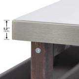 Farmhouse Solid Fir Wood Outdoor Bar Cart With Stainless Steel Top - Omega Lifestyles