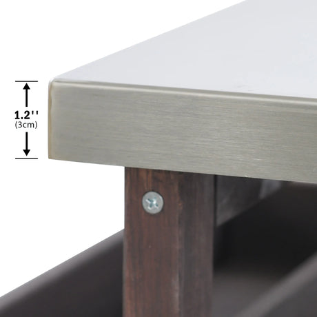 Farmhouse Solid Fir Wood Outdoor Bar Cart With Stainless Steel Top - Omega Lifestyles