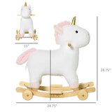 Plush 2-in-1 Rolling Unicorn Plush Rocking Horse - Omega Lifestyles