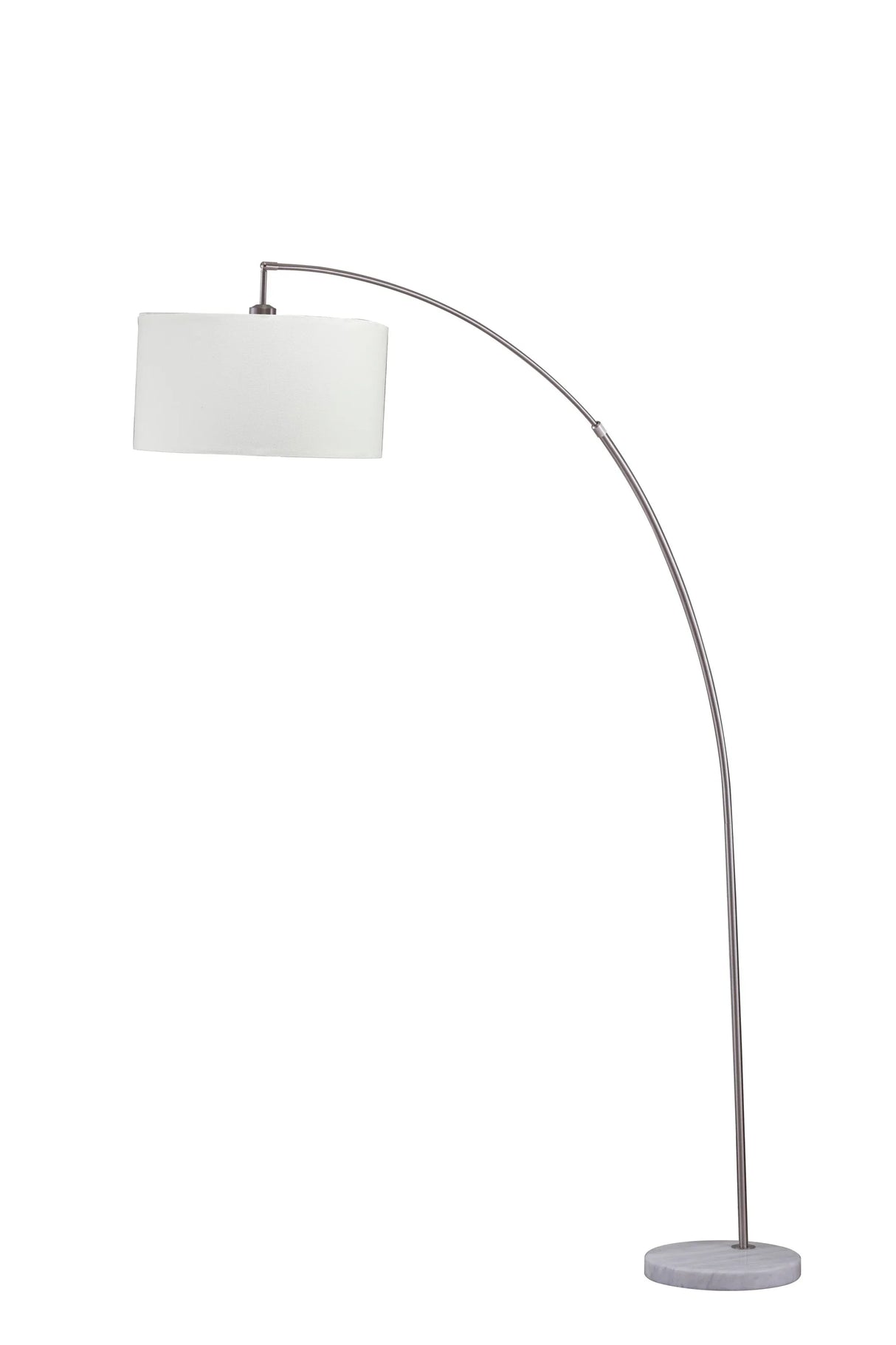 Brushed Nickel Metal Arch Floor Lamp With Fabric Shade - Omega Lifestyles
