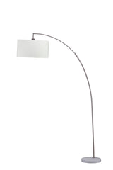 Brushed Nickel Metal Arch Floor Lamp With Fabric Shade - Omega Lifestyles