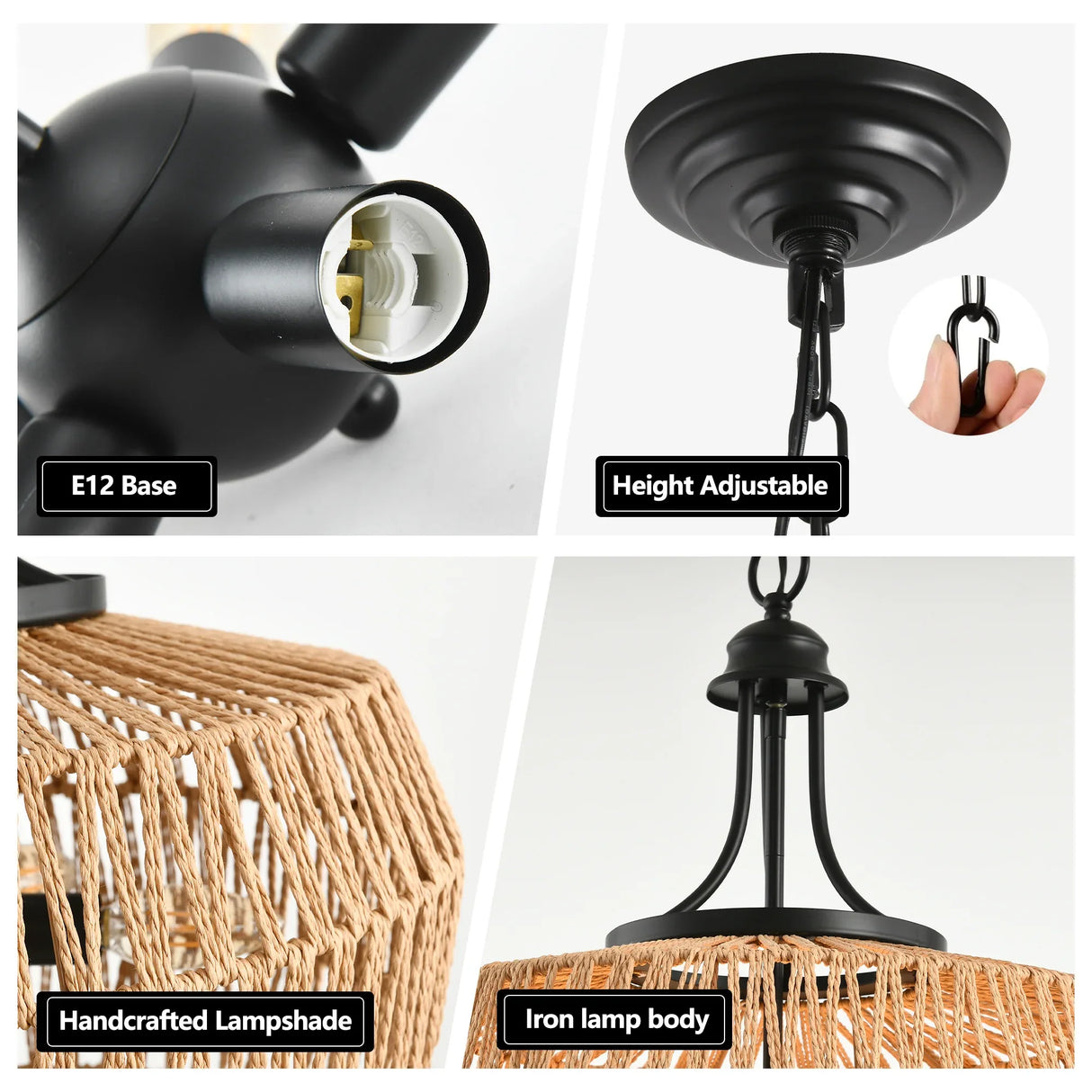 Boho Hemp Rope Hand-Woven Pendant Light - Omega Lifestyles