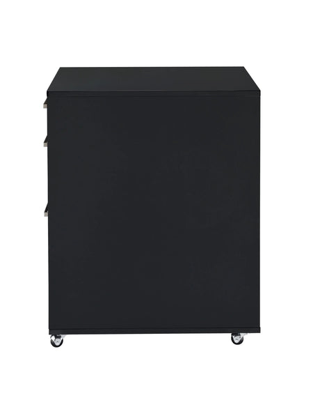 Black Synthetic Wood 3-Drawer File Cabinet - Omega Lifestyles