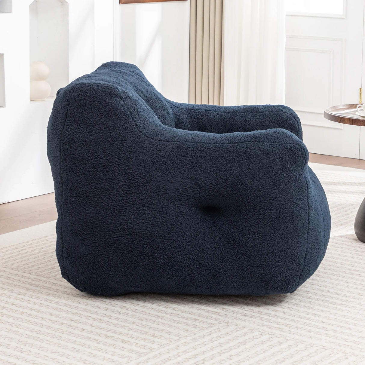 High-Density Foam Teddy Bean Bag Chair With Armrests - Omega Lifestyles