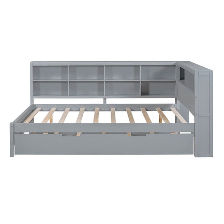 Full Size Wooden Daybed With Trundle USB Charging Station - Omega Lifestyles