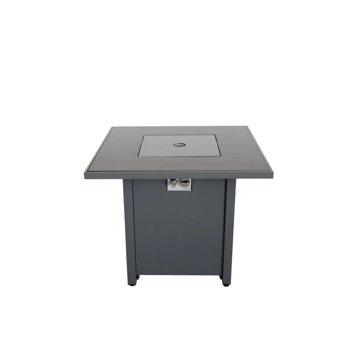 Powdercoated Steel Square Fire Pit With Smoked Glass Top
