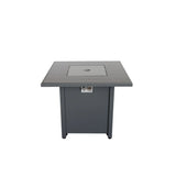 Powdercoated Steel Square Fire Pit With Smoked Glass Top