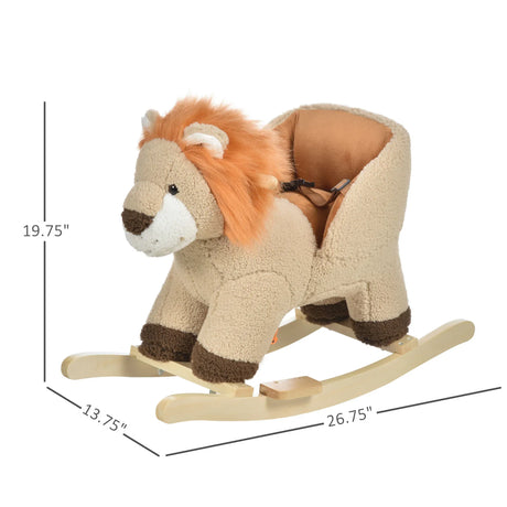 Lion-Themed Plush Baby Rocking Horse With Sound - Omega Lifestyles