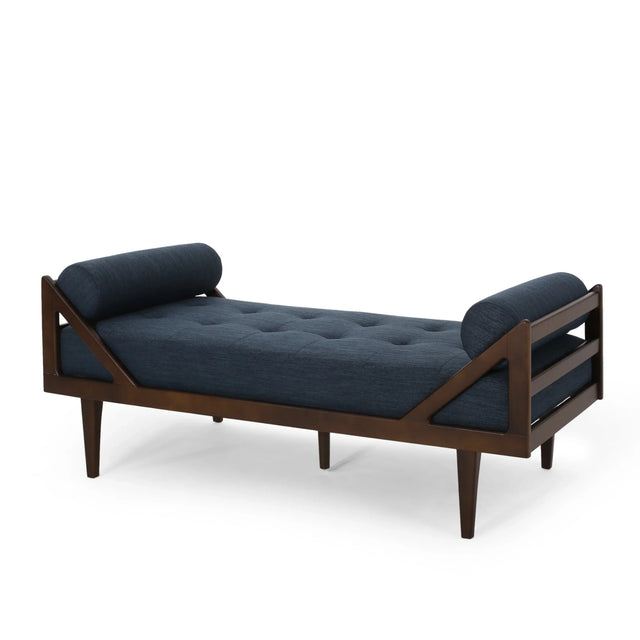Chic Navy Blue Fabric Button-Tufted Chaise Lounge - Omega Lifestyles
