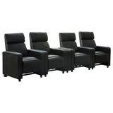 Black Upholstered Home Theater Seating Set With Console - Omega Lifestyles
