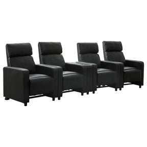 Black Upholstered Home Theater Seating Set With Console - Omega Lifestyles