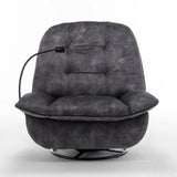 Modern Black Velvet Swivel Gliding Recliner Chair With Phone Holder - Omega Lifestyles