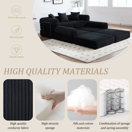 Convertible Corduroy Memory Foam Folding Sofa Bed - Omega Lifestyles