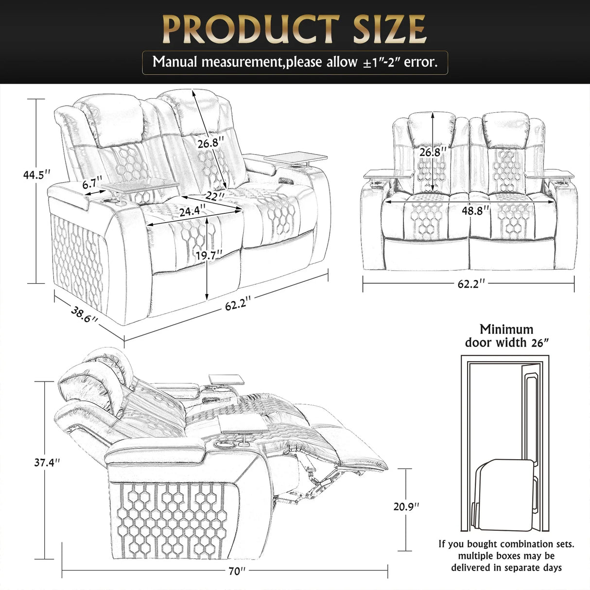 2-Piece Ultra Plush Top-Grain Nappa Leather Power Recliner - Omega Lifestyles