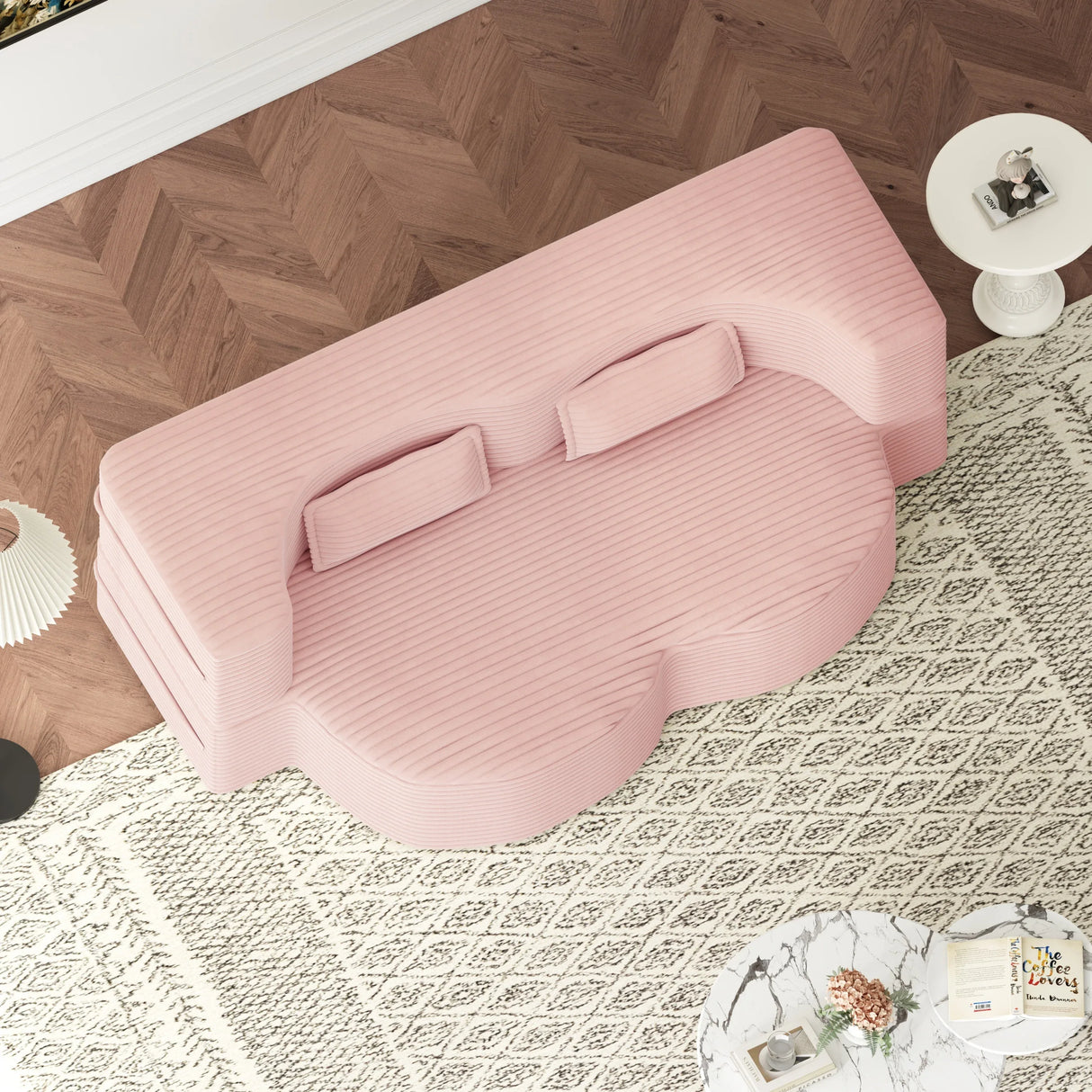 Full Size Folding Corduroy Plush Sleeper Sofa Bed With Pillows - Omega Lifestyles