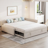 Full Upholstered L-Shaped Daybed With Twin Trundle - Omega Lifestyles