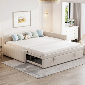 Full Upholstered L-Shaped Daybed With Twin Trundle - Omega Lifestyles