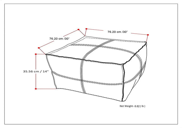 Distressed Brown Vegan Faux Leather Coffee Table Pouf - Omega Lifestyles