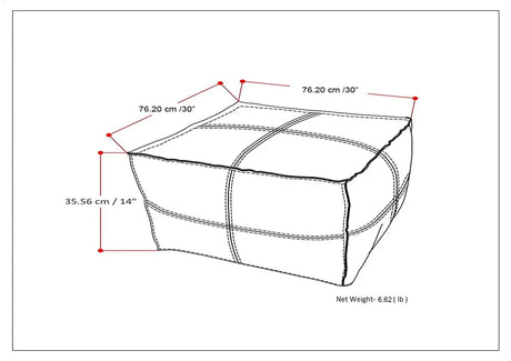 Distressed Grey Vegan Faux Leather Square Pouf Stool - Omega Lifestyles