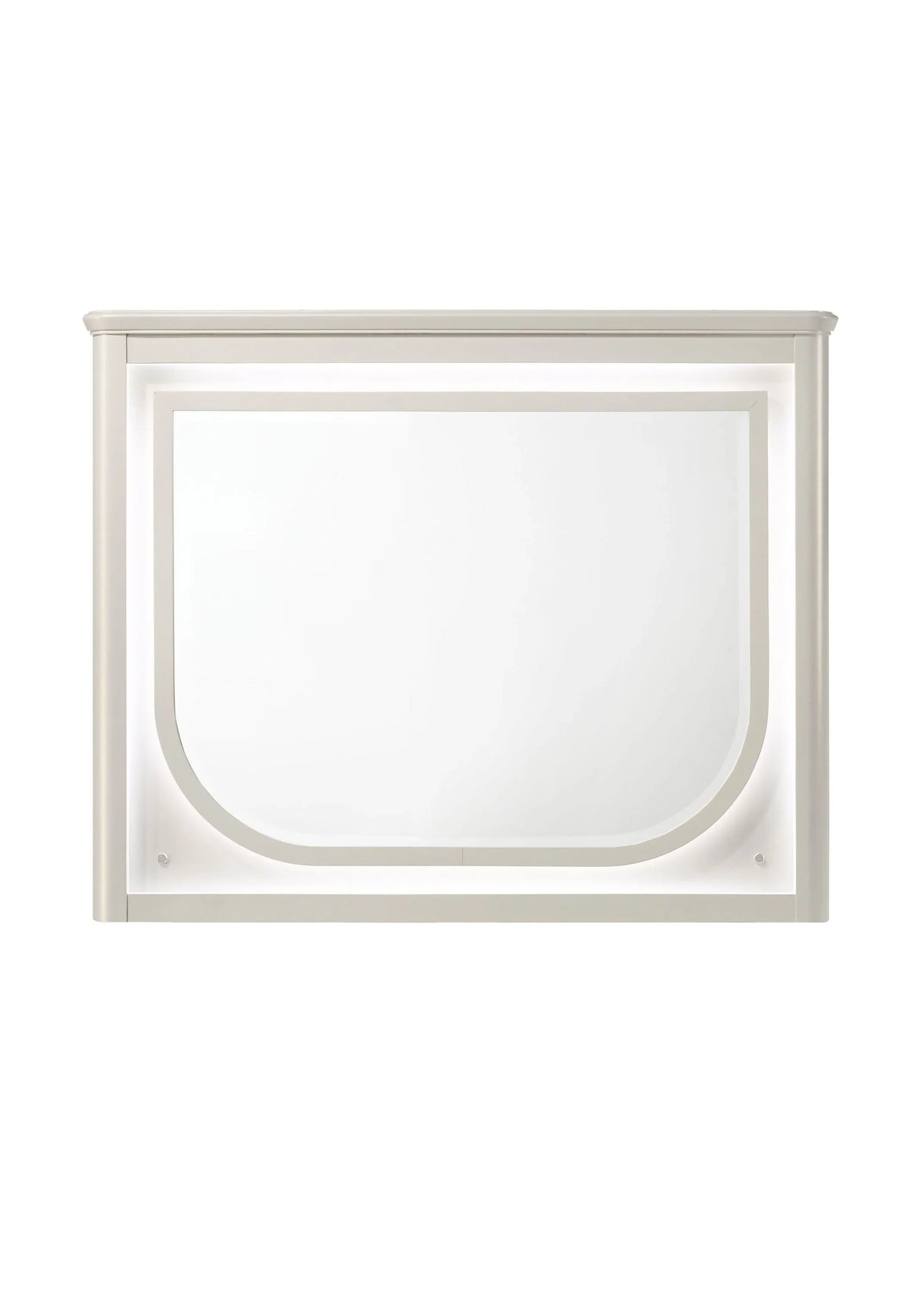 LED Modern White Beveled Mirror With Illumination - Omega Lifestyles