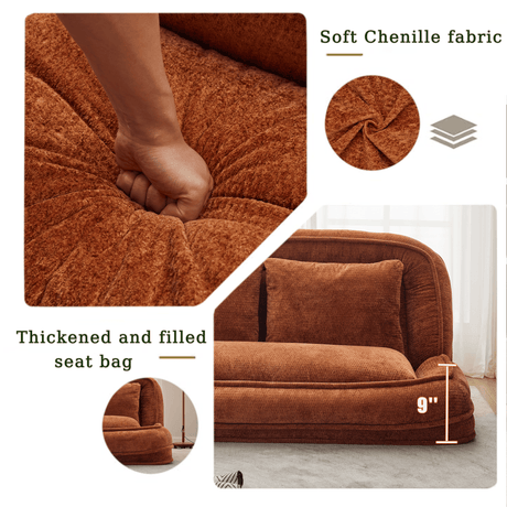 Convertible Adjustable Position Chenille Lazy Loveseat Sofa - Sleep Galleria