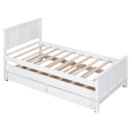 Twin Platform Bed With Trundle And Storage Drawers - Omega Lifestyles