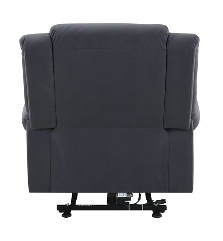 Dark Blue Polished Microfiber Power Lift Heating Massage Chair - Omega Lifestyles