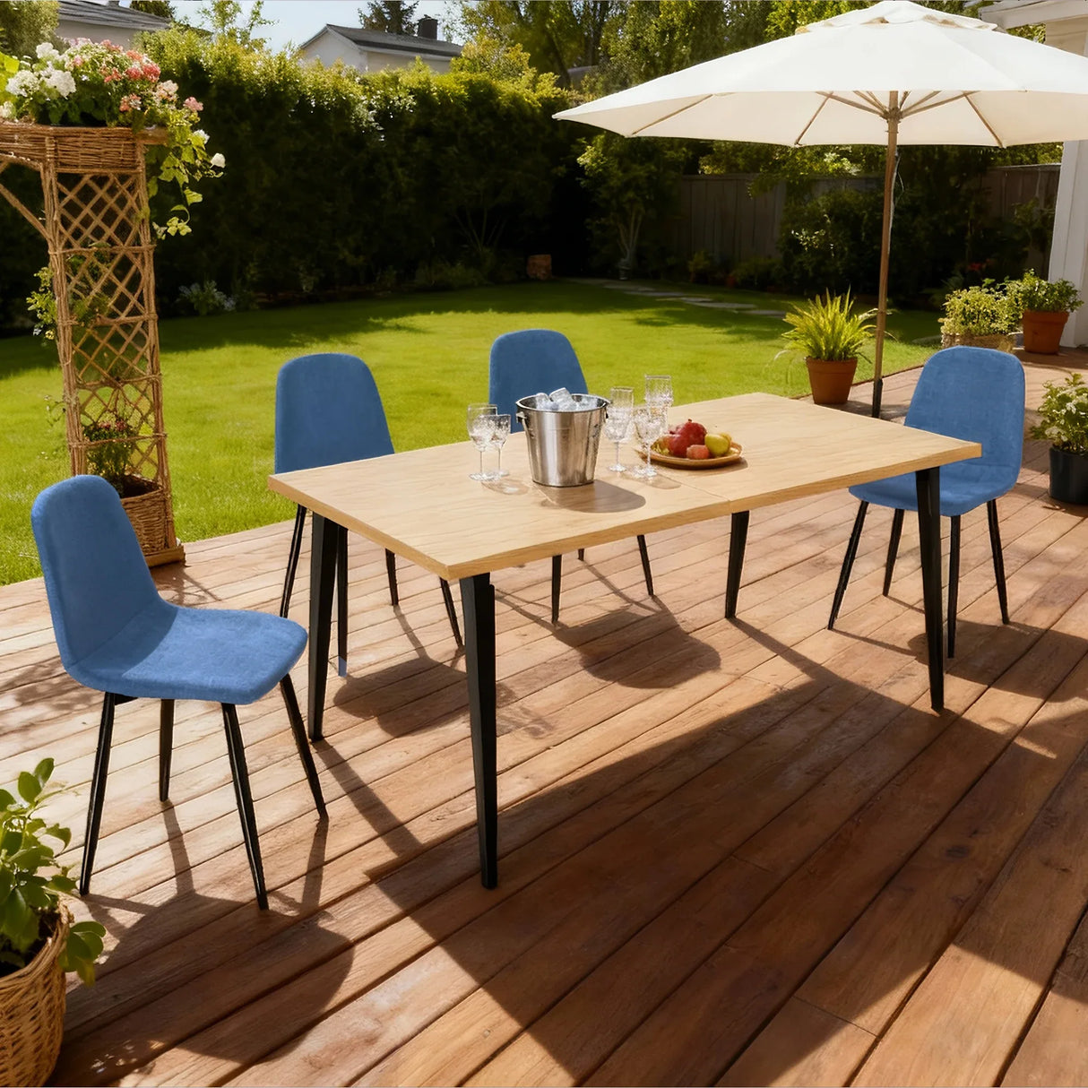 Farmhouse Industrial Dining Table With 4 Chairs - Omega Lifestyles