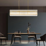 Modern Rectangular Crystal Glass 10-Light Gold Chandelier - Omega Lifestyles