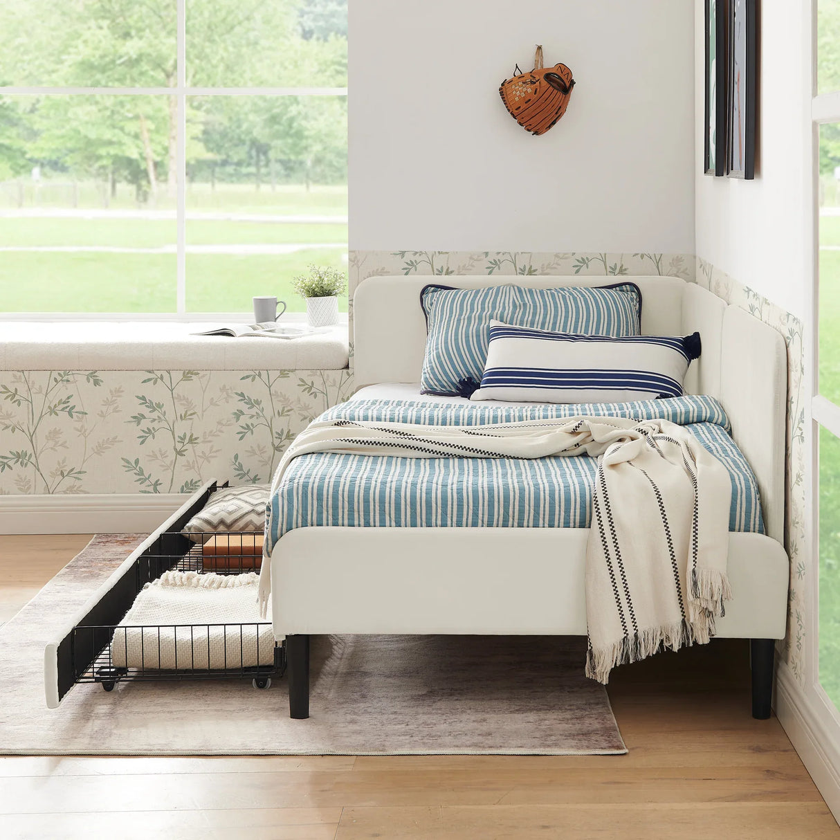 Twin Velvet Upholstered Platform Bed Frame With Storage - Omega Lifestyles