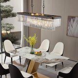 Adjustable Rectangular Iron Crystal Chandelier Lighting Fixture - Omega Lifestyles
