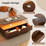 Modern Walnut Rectangle Coffee Table With LED Lights - Sleep Galleria