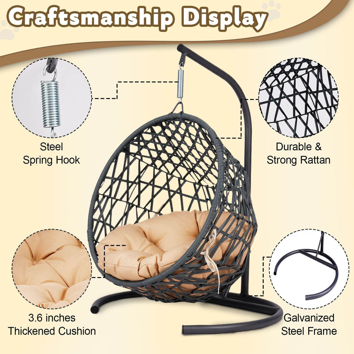 Indoor Hanging Cat Hammock Bed With Stand And Cushion - Sleep Galleria