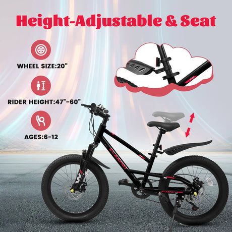 20-Inch 7-Speed Front Suspension Kids Mountain Bike - Omega Lifestyles