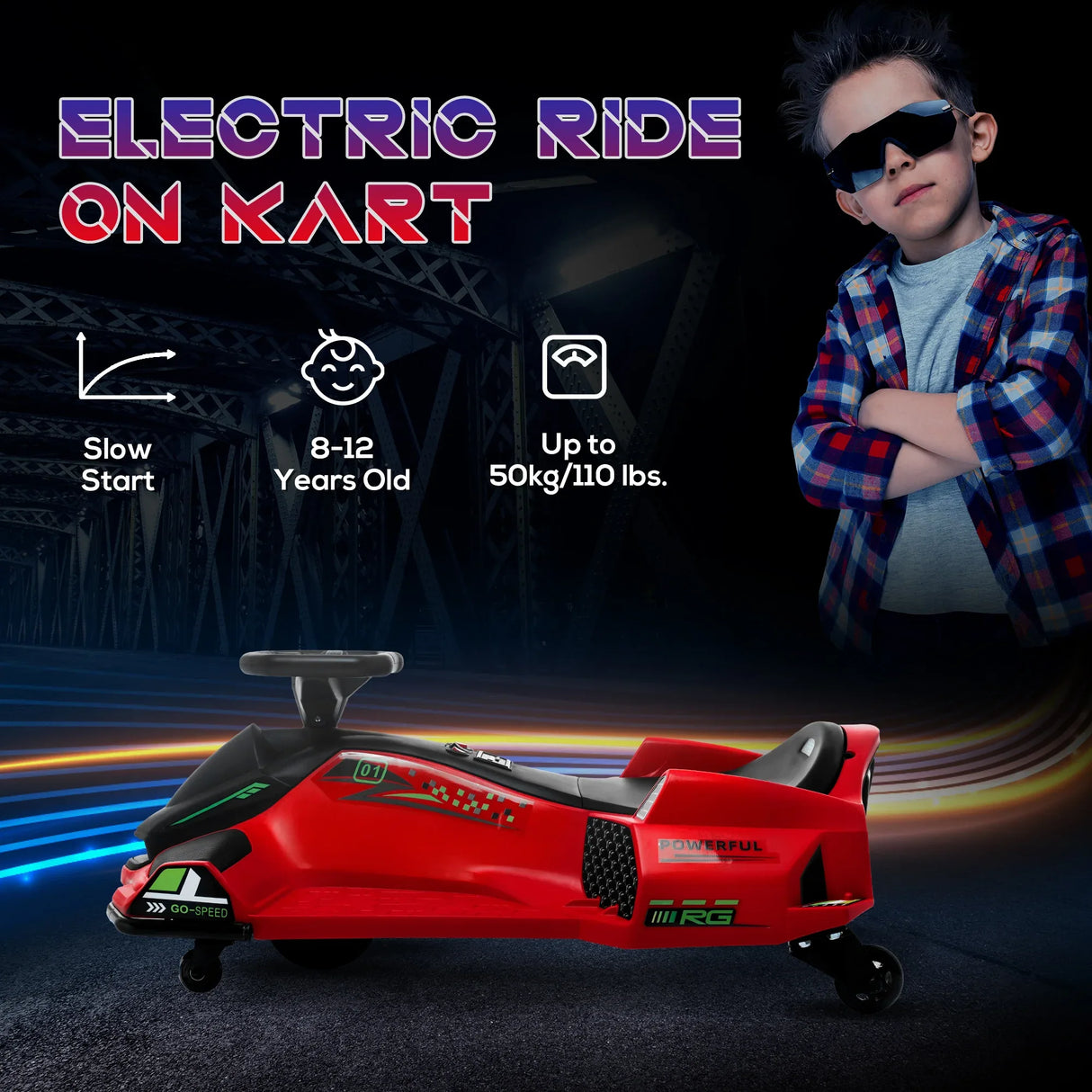 Electric Drift Go Kart With Music And Colorful Lights - Omega Lifestyles