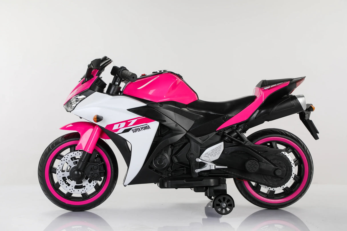 12V Pink Kids Electric Ride On Motorcycle With Lights - Omega Lifestyles